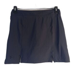 Under Armour Performance Black Golf Mini Skirt Side Zip Front Slits Size 8 MD